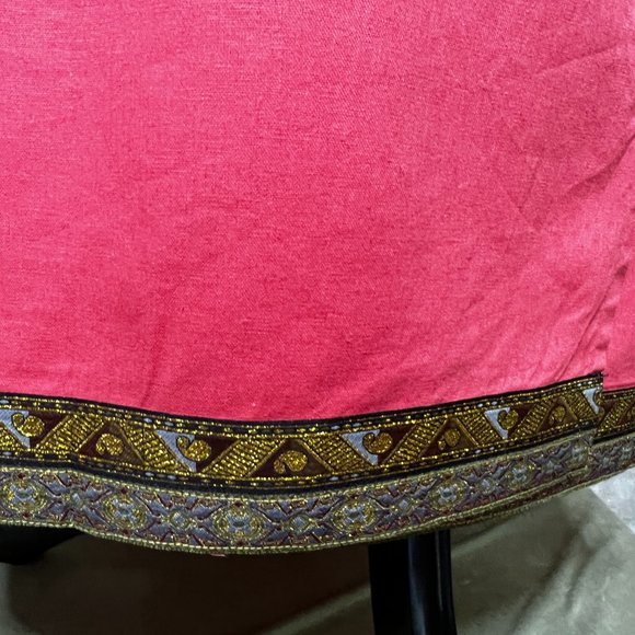 VTG 📌Casual W.E.A.R Maxi Linen Wrap Skirt with Gold Braid - Picture 7 of 16